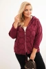 Bluza damska Plus Size bawełniana rozpinana na zamek bordowa