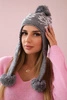 Women's long eared cap Balbina K381 dark grey