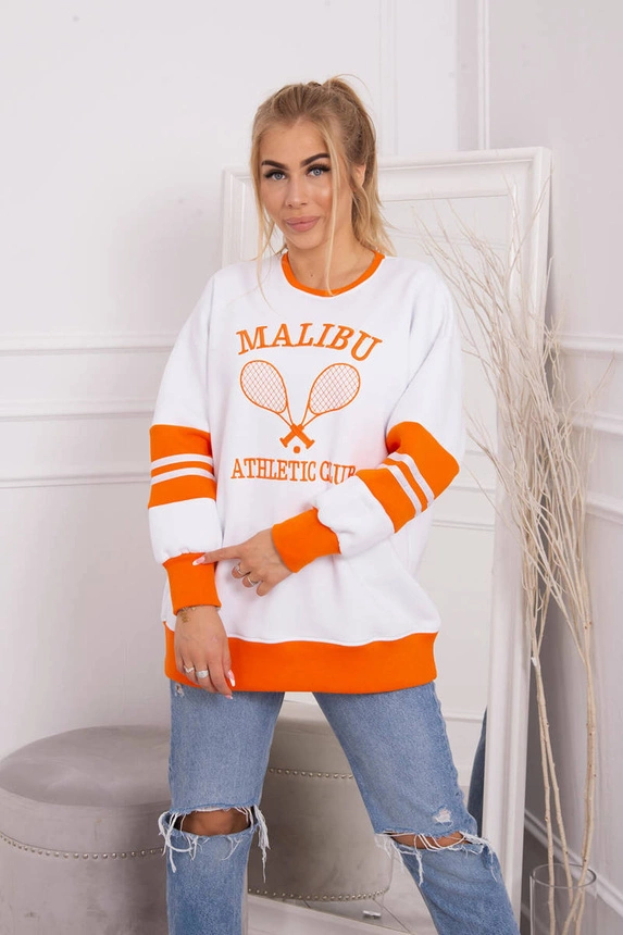 Bluza ocieplana Malibu biały+pomarańczowy