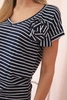 Women's cotton striped blouse with a V-neck navy