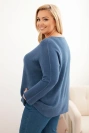 Sweter damski plus size z dekoltem łódką jeansowy