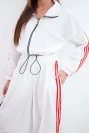 Women's cotton set with oversize trousers and contrasting stripes white