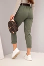 Women's cotton pants with a belt and rolled-up cuffs khaki