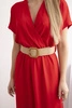 Langes Kleid mit Ziergürtel rot
