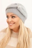 Women's winter fluffy hat with decoration and fur gray