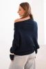 Women's asymmetrical batwing viscose sweater navy blue