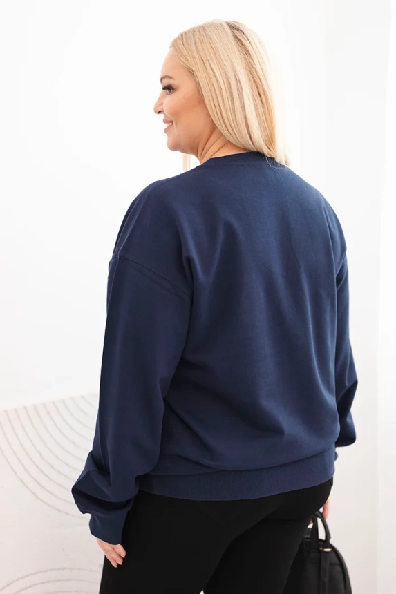 Moteriška pėtelinė Plus Size medvilninė basic su apvaliu iškirpimu mėlyna