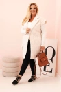 Plus Size women's quilted vest with belt and collar light beige