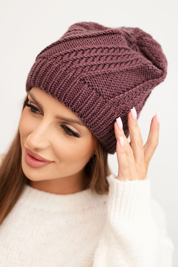 Women's winter hat made of wool K441 plum