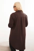 Dámska košulová sukňa Plus Size s dlhším zadným dielom a podhodeným rukávom hnedá