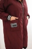 Plus Size women's quilted jacket with a hood and sporty cuffs plum
