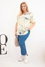 Damen-Baumwollbluse in Übergröße mit kurzen Ärmeln und Tasche gelb