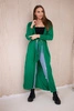 Long cardigan sweater tied at the waist green