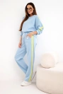 Women's tracksuit set Masełko with stripes and a loose sweatshirt blue