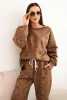 Oversize Damen Jogginganzug aus Viskose mit verlängerter Bluse und Used-Effekt camelowy