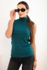 Women's sleeveless viscose blouse with a turtleneck sea green