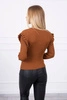 Fitted sweater blouse with buttons camel