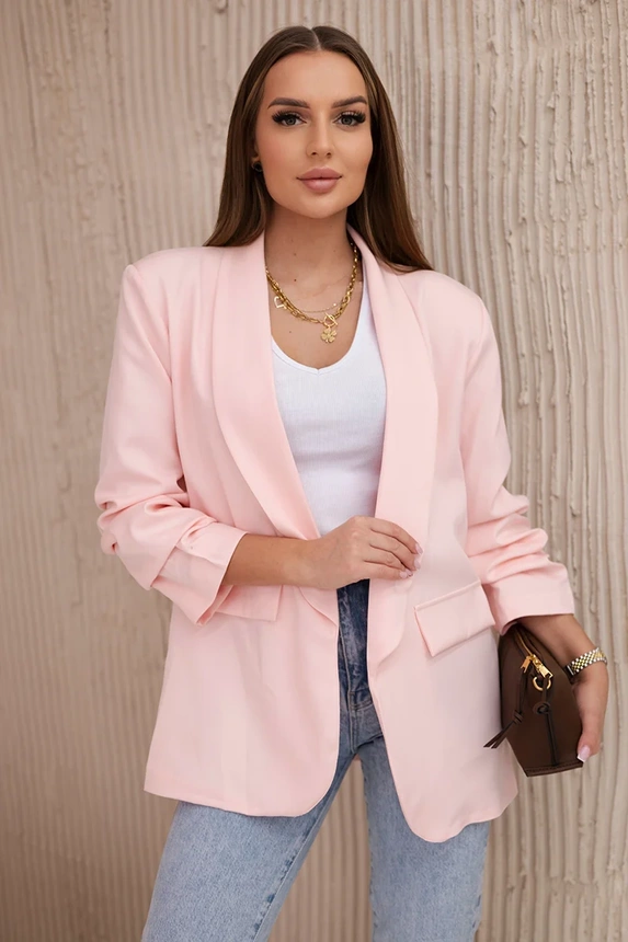 Blazer mit Revers elegant helles puderrosa