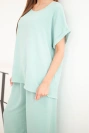 Damen-Set Plus-Size Bluse und Hose mit weitem Bein dunkles Mintgrün