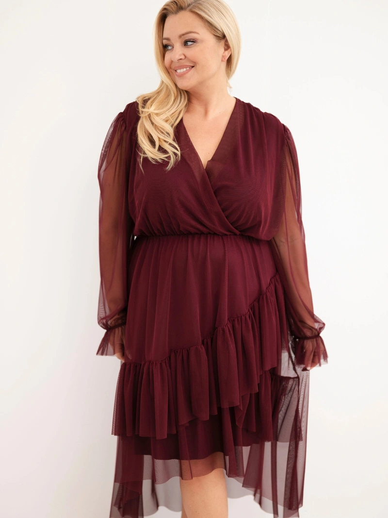 Damenkleid Plus Size Wickelkleid mit Viskoseanteil pflaume
