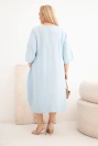 Women's plus-size viscose short-sleeve dress with pockets blue