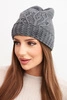 Women's winter wool hat with pom-poms and extended sides K448 purple