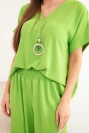 Set with necklace blouse + pants bright green