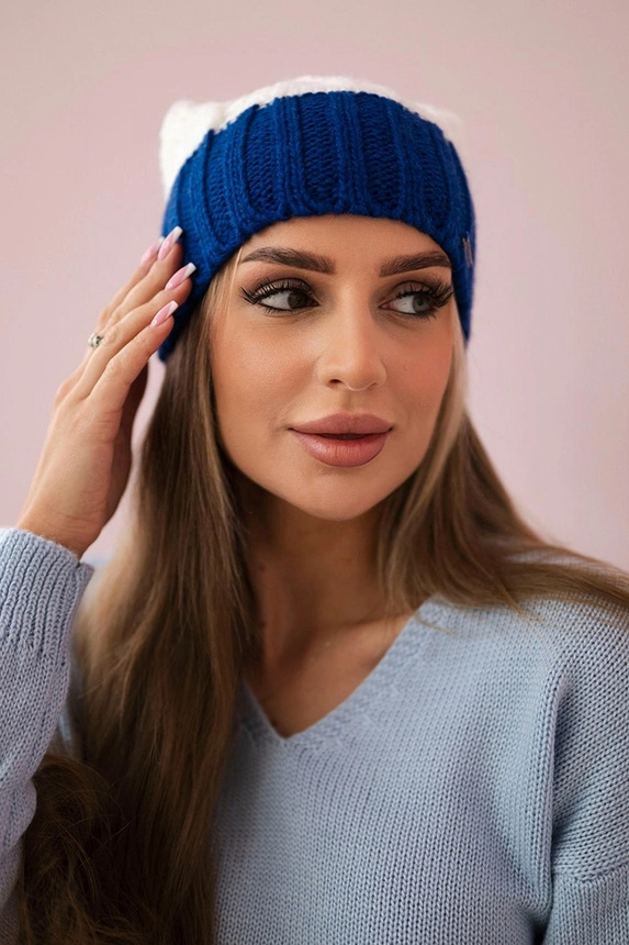 Čapica s fleece Paris K212 ecru+chrpa