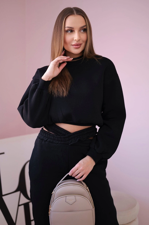 Isolierset mit kurzem Sweatshirt schwarz