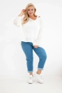Damen Strickpullover oversized mit V-Ausschnitt und längerem Rücken ecru