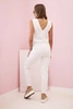 Women's cotton sleeveless jumpsuit with a tie at the waist ecru