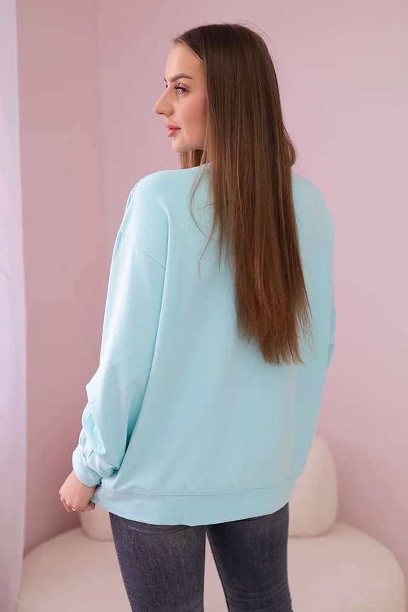 Cotton blouse with bow mint