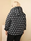 Plus Size women's jacket with polka dots and hood black