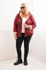 Damenjacke Plus Size mit Kapuze und Lammfell bordeaux