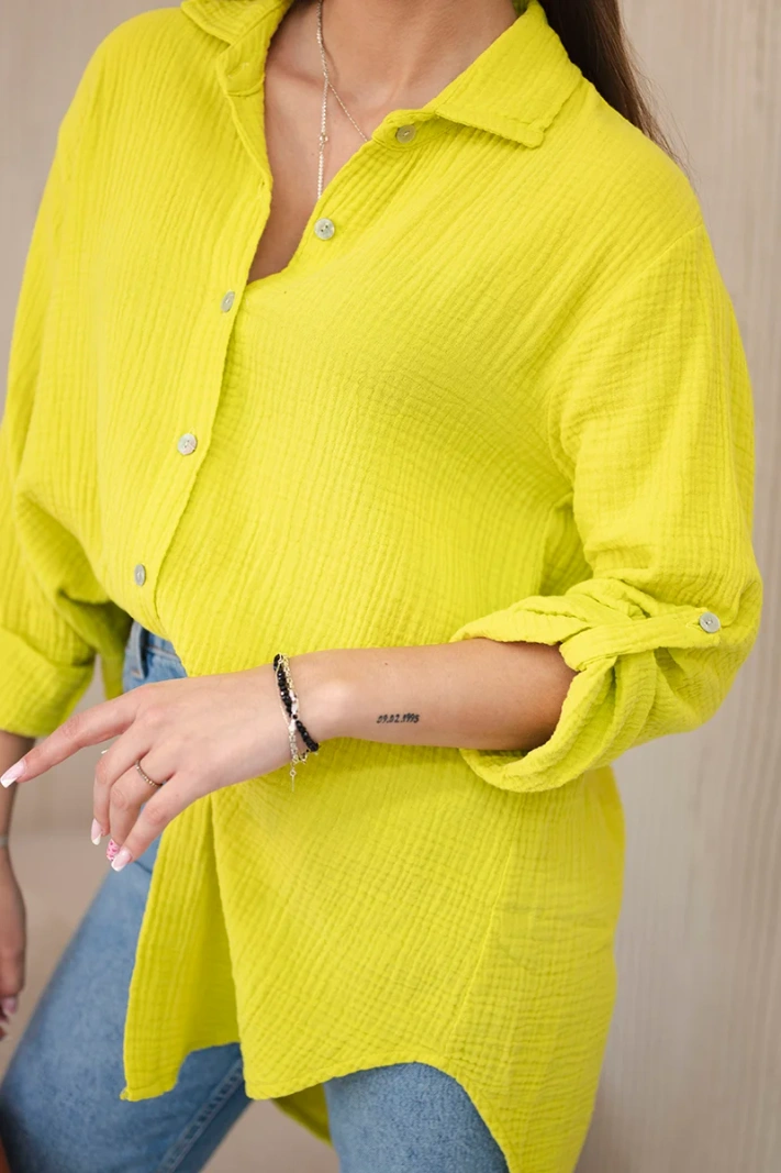 Cotton muslin shirt oversize kiwi