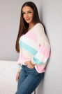Women's button-up striped sweater beige
