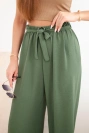 Hose mit weitem Bein und Bindegürtel in der Taille khaki