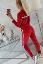 Velor set with decorative stripes red