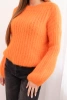 Women's mohair sweater with puff sleeves orange