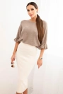 Women's viscose pencil skirt with elastic waist beige