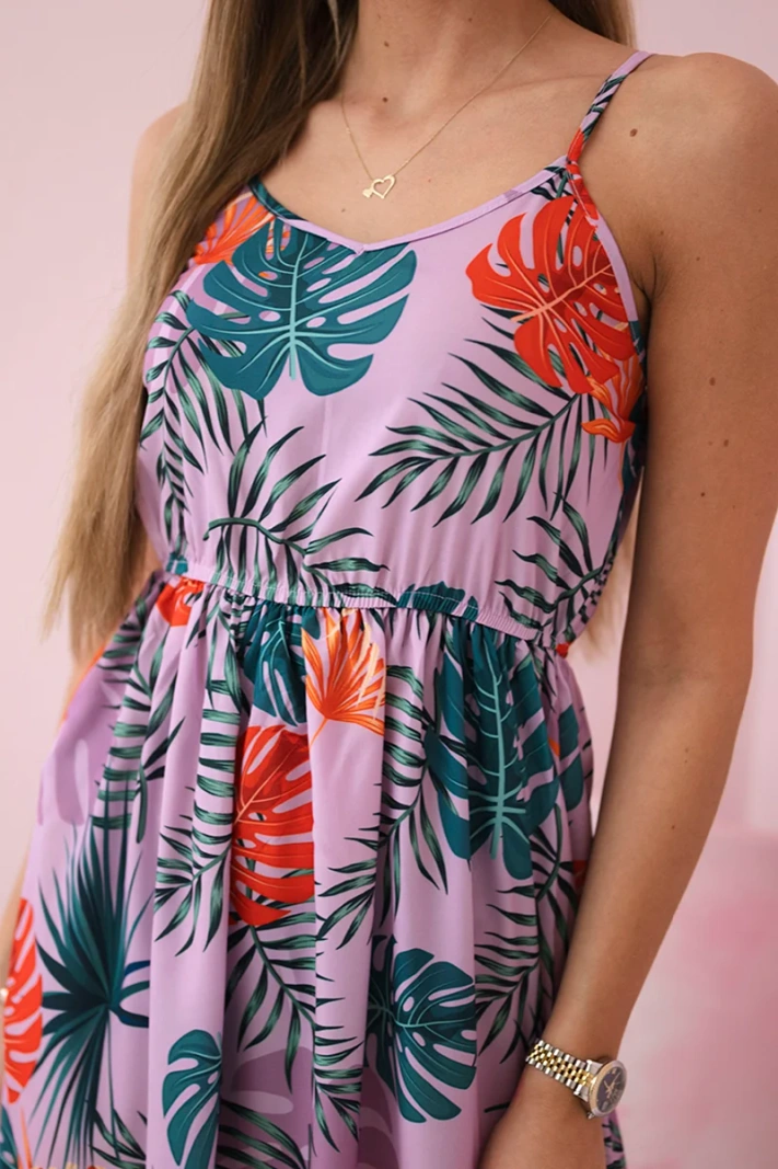 Dress with a leaf motif purple