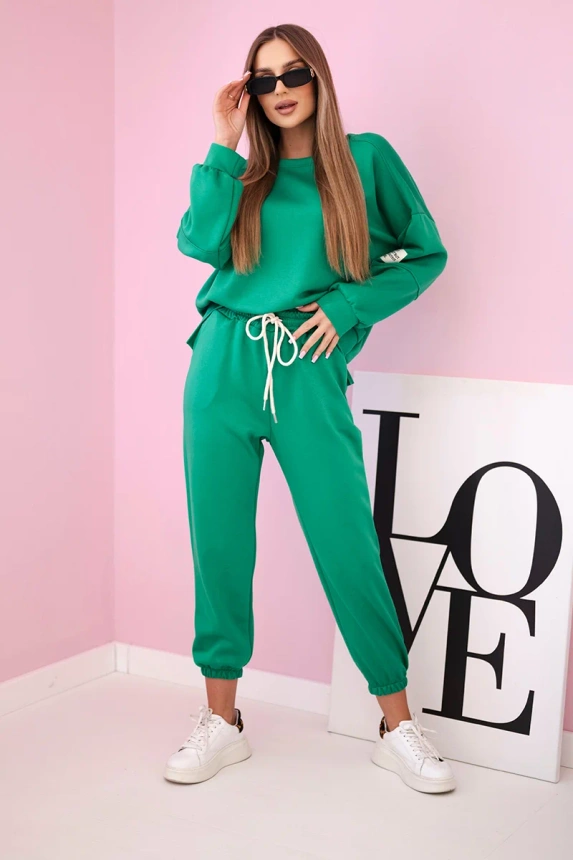 Set sweatshirt + pants buttery fabric green