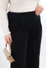 Damen Plus-Size-Hosen mit weitem Bein und Falten schwarz