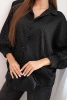 Elegant women's blouse made of viscose with buttons and a collar black