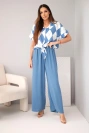 Damen-Viskose-Set: Hemd mit Bindung und Hose mit Gummibund jeansblau