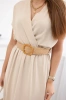 Long dress with a decorative belt beige