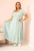 Damenkleid in Übergröße mit kurzen Ärmeln und Rüsche aus leichter Viskose mint