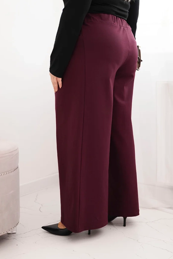 Plus Size women's pants with wide legs and pleating plum
