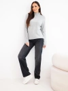 Women's sweater with a mock turtleneck and long sleeves gray