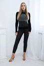 Strickbluse mit Zirkonia-Motiv schwarz